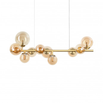 Ideal lux Lampada a sospensione lineare struttura in metallo e 10 diffusori in vetro Perlage