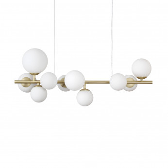 Ideal lux Lampada a sospensione lineare struttura in metallo e 10 diffusori in vetro Perlage