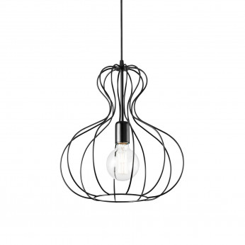 Ideal lux Lampada a sospensione media con singolo diffusore e paralume in metallo Ampolla