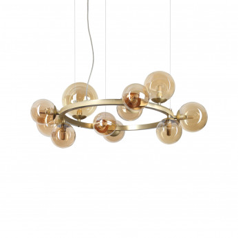 Ideal lux Lampada a sospensione media struttura in metallo e 11 diffusori in vetro Perlage