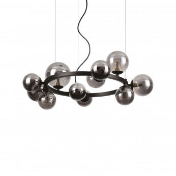 Ideal lux Lampada a sospensione media struttura in metallo e 11 diffusori in vetro Perlage