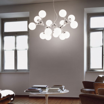 Ideal lux Lampada a sospensione moderna in metallo con 15 diffusori in vetro acidato Nodi