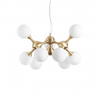 Ideal lux Lampada a sospensione moderna in metallo con 9 diffusori in vetro acidato Nodi