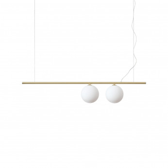 Ideal lux Lampada a sospensione piccola lineare con 2 diffusori in vetro Perline