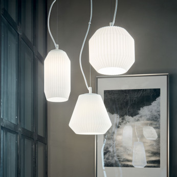 Ideal lux Lampada a sospensione rotonda in metallo con 3 diffusori in vetro di design Origami