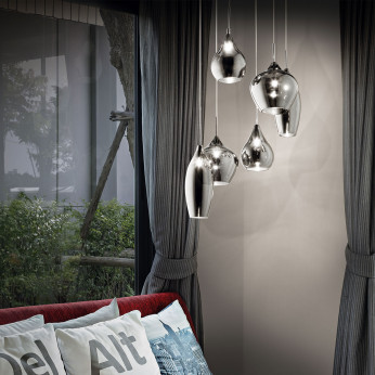 Ideal lux Lampada a sospensione rotonda in metallo con diffusori in vetro soffiato Soft