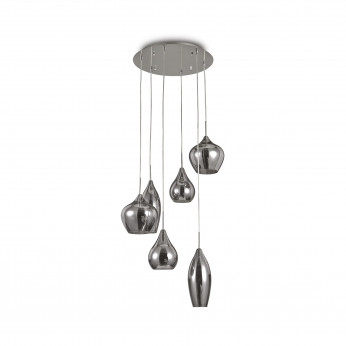 Ideal lux Lampada a sospensione rotonda in metallo con diffusori in vetro soffiato Soft