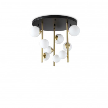 Ideal lux Lampada da soffitto con struttura in metallo e 9 diffusori in vetro Perlage