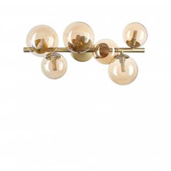 Ideal lux Lampada da soffitto con struttura lineare in metallo con 6 diffusori in vetro Perlage