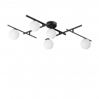 Ideal lux Lampada da soffitto grande in metallo con 5 diffusori in vetro posizionabili Atlas