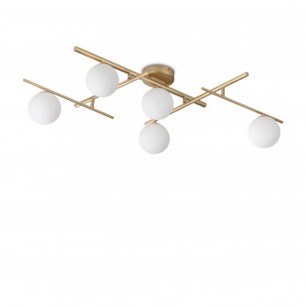Ideal lux Lampada da soffitto grande in metallo con 5 diffusori in vetro posizionabili Atlas