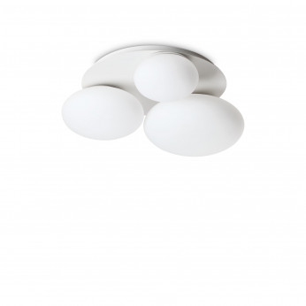 Ideal lux Lampada da soffitto grande rotonda in metallo con 3 diffusori in vetro acidato Ninfea