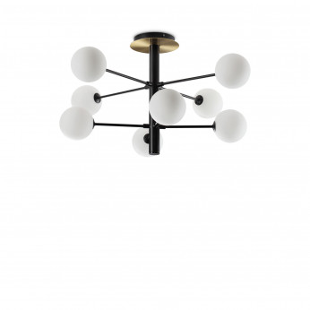 Ideal lux Lampada da soffitto piccola in metallo con 8 diffusori in vetro bianco acidato Cosmopolitan