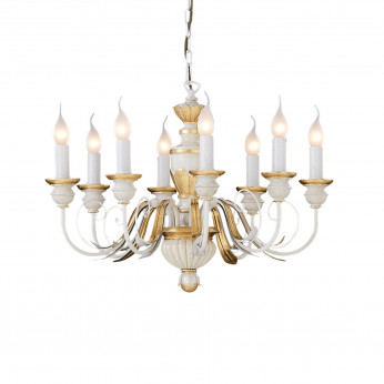 Ideal lux Lampadario classico grande struttura in resina e 8 bracci in metallo Firenze