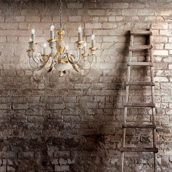 Ideal lux Lampadario classico grande struttura in resina e 8 bracci in metallo Firenze