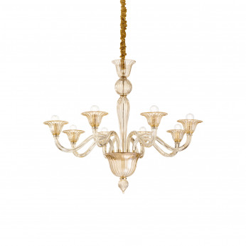 Ideal lux Lampadario classico in metallo con 8 bracci in vetro soffiato Brigitta