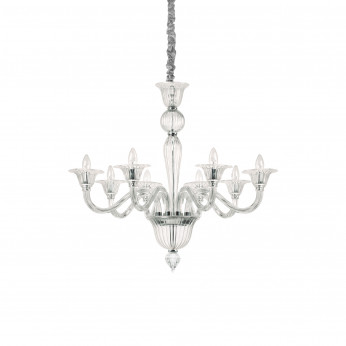 Ideal lux Lampadario classico in metallo con 8 bracci in vetro soffiato Brigitta