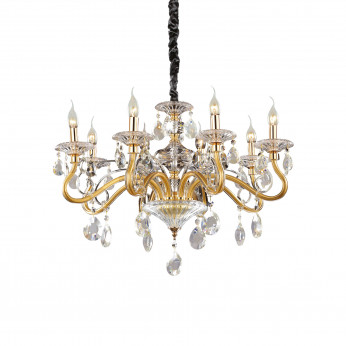 Ideal lux Lampadario con bracci in vetro soffiato dettagli in metallo placato Negresco