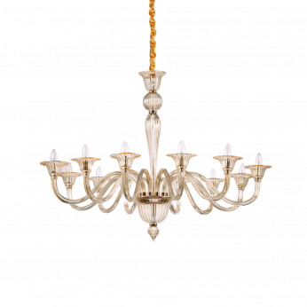 Ideal lux Lampadario grande classico in metallo con 12 bracci in vetro soffiato Brigitta