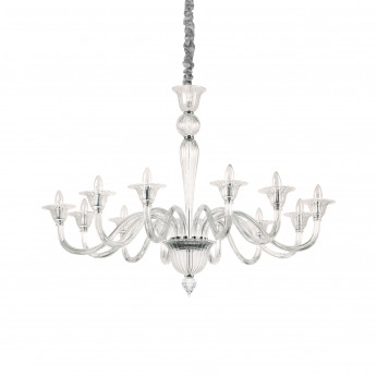 Ideal lux Lampadario grande classico in metallo con 12 bracci in vetro soffiato Brigitta