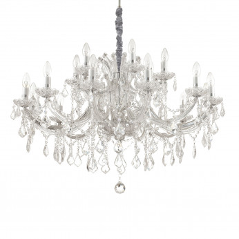 Ideal lux Lampadario grande in metallo elementi decorativi in vetro soffiato e cristallo Napoleon