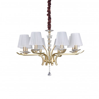 Ideal lux Lampadario grande moderno in metallo e cristallo con paralumi in organza Pegaso