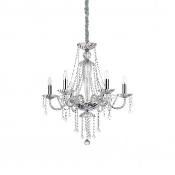 Ideal lux Lampadario in metallo cromato elementi decorativi in vetro e cristallo Amadeus