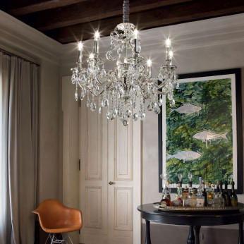 Ideal lux Lampadario medio con struttura in metallo e pendagli in cristallo molato Gioconda