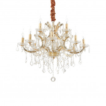 Ideal lux Lampadario medio in metallo elementi decorativi in vetro soffiato e cristallo Napoleon
