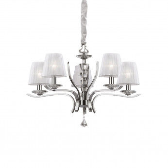 Ideal lux Lampadario medio moderno in metallo e cristallo con paralumi in organza Pegaso