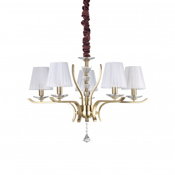 Ideal lux Lampadario medio moderno in metallo e cristallo con paralumi in organza Pegaso