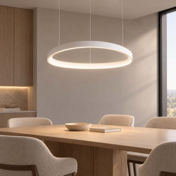 Ideal lux Lampadario moderno con diffusore a cerchio a led in alluminio Gemini