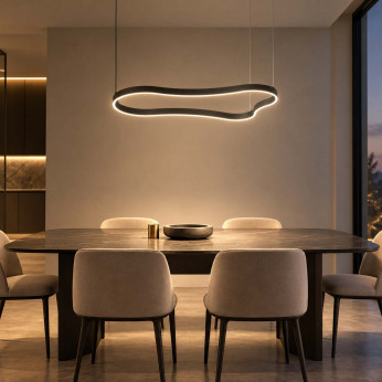Ideal lux Lampadario moderno in alluminio a LED con diffusore circolare Waves
