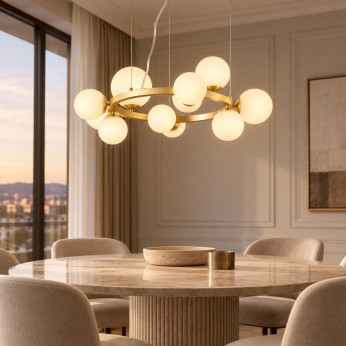 Ideal lux Lampadario moderno in metallo con 11 diffusori in vetro a boccia Perlage