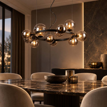 Ideal lux Lampadario moderno in metallo con 11 diffusori in vetro a boccia Perlage