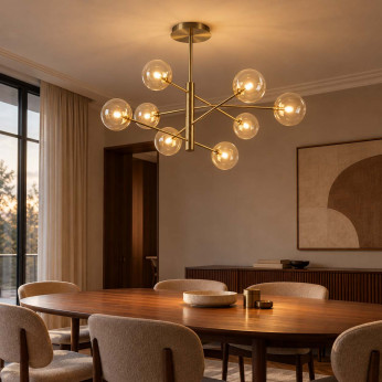 Ideal lux Lampadario moderno in metallo e 8 diffusori a boccia in vetro Equinoxe