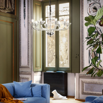 Ideal lux Lampadario montatura e dettagli in metallo cromato decorazioni in vetro Casanova