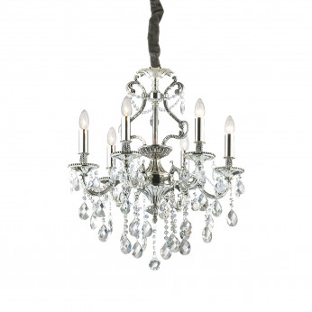 Ideal lux Lampadario piccolo con struttura in metallo e pendagli in cristallo molato Gioconda