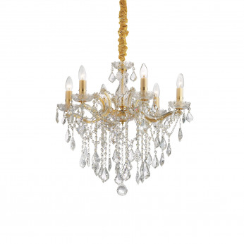 Ideal lux Lampadario piccolo in metallo con elementi decorativi in vetro e cristallo Florian