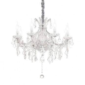 Ideal lux Lampadario piccolo in metallo elementi decorativi in vetro soffiato e cristallo Napoleon