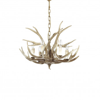 Ideal lux Lampadario rustico in metallo con elementi decorativi in resina Chalet