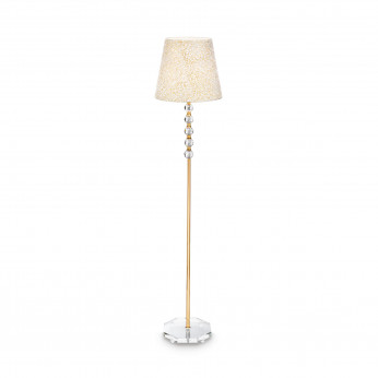 Ideal lux Piantana con struttura in metallo dorato e paralume in tessuto Queen