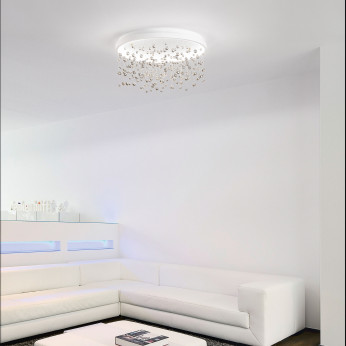 Ideal lux Plafoniera a LED grande struttura in metallo e devorazioni in perle di vetro Armony