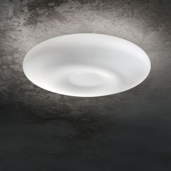 Ideal lux Plafoniera grande con struttura rotonda in metallo satinato e diffusore in vetro Glory