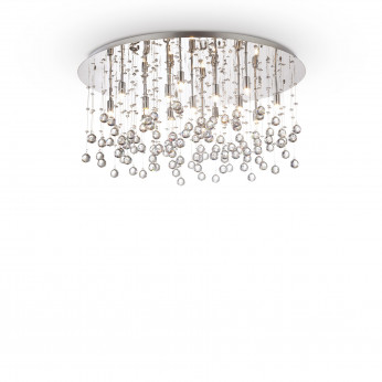 Ideal lux Plafoniera grande in metallo placcato e pendenti con sfere di cristallo Moonlight