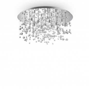 Ideal lux Plafoniera grande in metallo placcato e pendenti con sfere di vetro Neve
