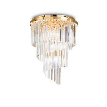 Ideal lux Plafoniera grande in metallo rotonda con dettagli decorativi in cristallo Carlton