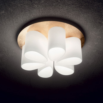 Ideal lux Plafoniera in metallo con foglia oro e diffusore in vetro ondulato Daisy