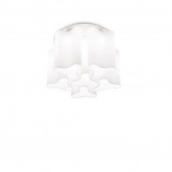 Ideal lux Plafoniera in metallo media con 6 diffusori in vetro ondulato Compo