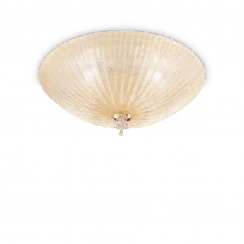 Ideal lux Plafoniera media struttura in metallo e diffusore in vetro rotondo Shell